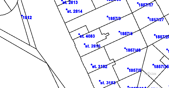 Parcela st. 2815 v KÚ Kolín, Katastrální mapa