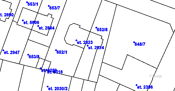 Parcela st. 2824 v KÚ Kolín, Katastrální mapa