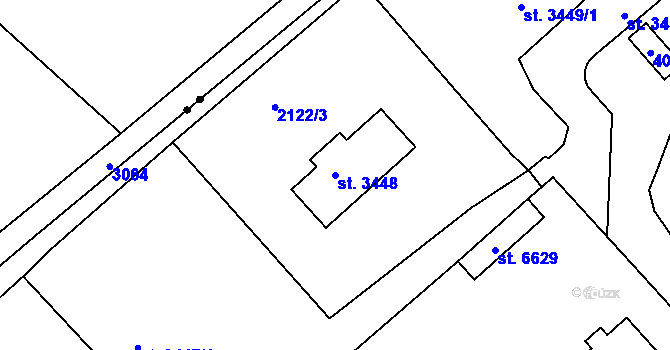Parcela st. 3448 v KÚ Kolín, Katastrální mapa