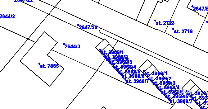 Parcela st. 3968/2 v KÚ Kolín, Katastrální mapa