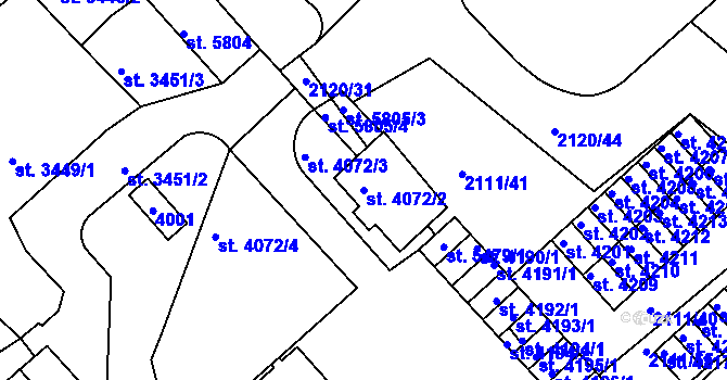 Parcela st. 4072/2 v KÚ Kolín, Katastrální mapa
