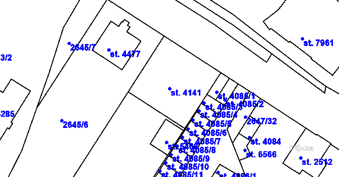 Parcela st. 4141 v KÚ Kolín, Katastrální mapa