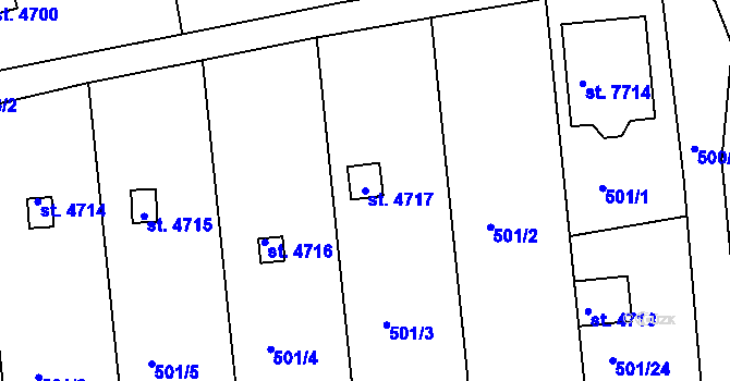 Parcela st. 4717 v KÚ Kolín, Katastrální mapa
