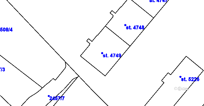 Parcela st. 4749 v KÚ Kolín, Katastrální mapa