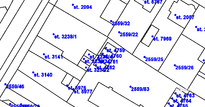 Parcela st. 4760 v KÚ Kolín, Katastrální mapa