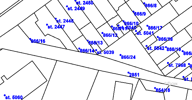 Parcela st. 5039 v KÚ Kolín, Katastrální mapa