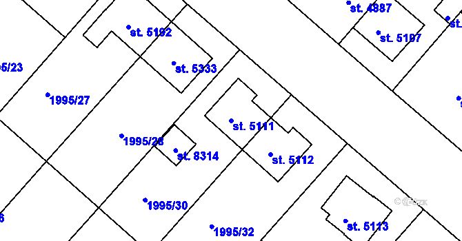 Parcela st. 5111 v KÚ Kolín, Katastrální mapa
