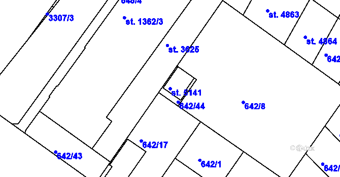 Parcela st. 5141 v KÚ Kolín, Katastrální mapa