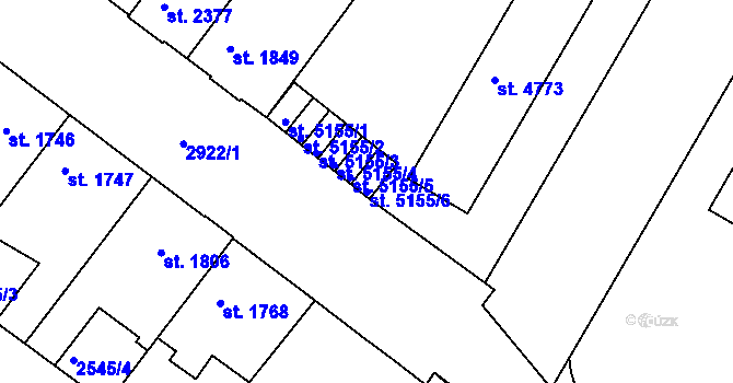 Parcela st. 5155/6 v KÚ Kolín, Katastrální mapa