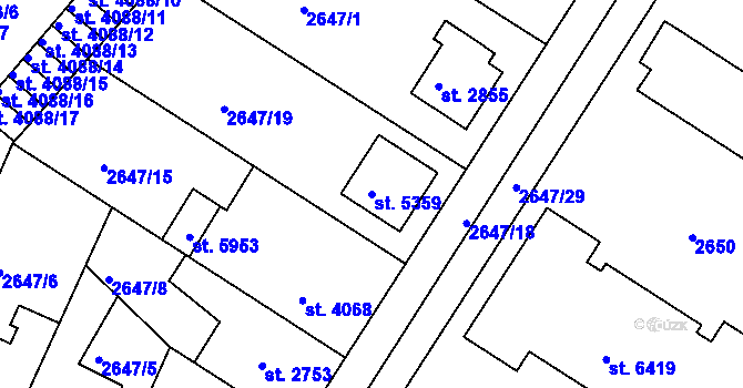 Parcela st. 5359 v KÚ Kolín, Katastrální mapa