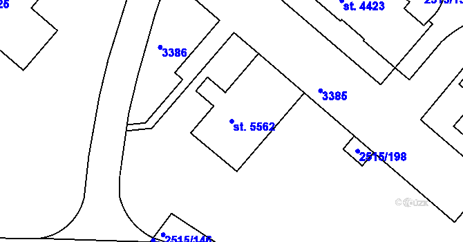 Parcela st. 5562 v KÚ Kolín, Katastrální mapa