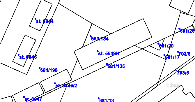 Parcela st. 5649/1 v KÚ Kolín, Katastrální mapa