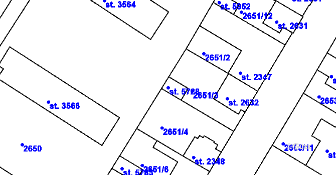 Parcela st. 5728 v KÚ Kolín, Katastrální mapa