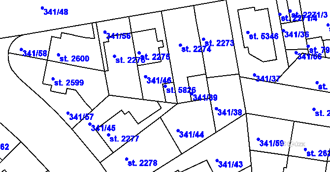 Parcela st. 5826 v KÚ Kolín, Katastrální mapa
