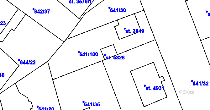 Parcela st. 5828 v KÚ Kolín, Katastrální mapa