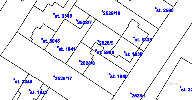 Parcela st. 5988 v KÚ Kolín, Katastrální mapa