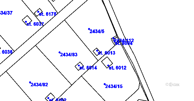 Parcela st. 6013 v KÚ Kolín, Katastrální mapa