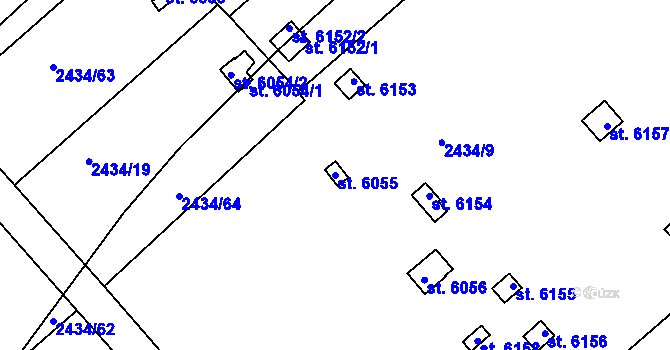 Parcela st. 6055 v KÚ Kolín, Katastrální mapa