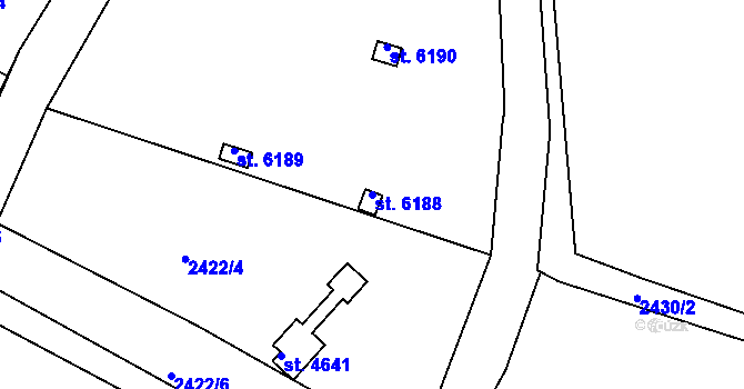 Parcela st. 6188 v KÚ Kolín, Katastrální mapa