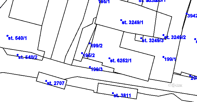 Parcela st. 6252/1 v KÚ Kolín, Katastrální mapa