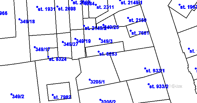 Parcela st. 6253 v KÚ Kolín, Katastrální mapa