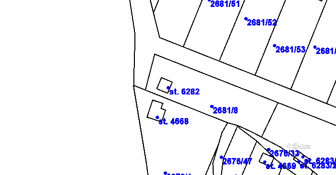 Parcela st. 6282 v KÚ Kolín, Katastrální mapa