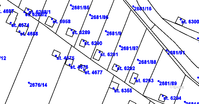 Parcela st. 6291 v KÚ Kolín, Katastrální mapa