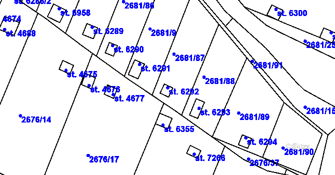 Parcela st. 6292 v KÚ Kolín, Katastrální mapa