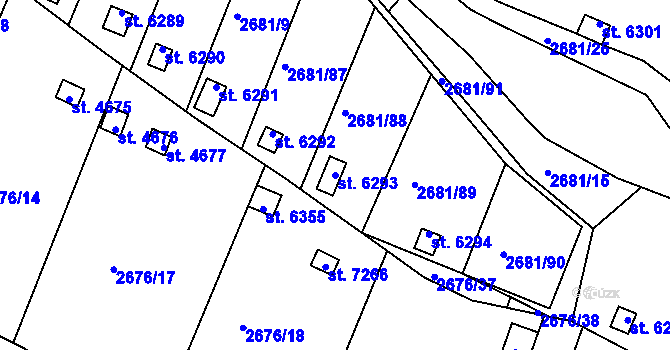 Parcela st. 6293 v KÚ Kolín, Katastrální mapa