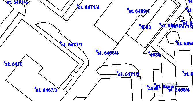Parcela st. 6465/4 v KÚ Kolín, Katastrální mapa