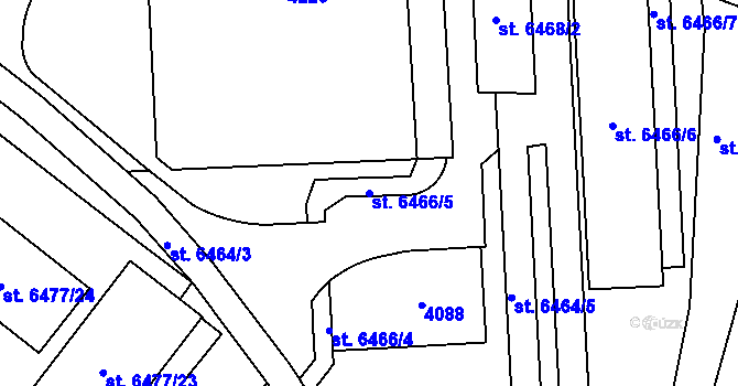 Parcela st. 6466/5 v KÚ Kolín, Katastrální mapa