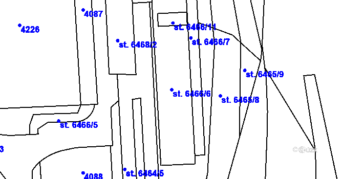Parcela st. 6466/6 v KÚ Kolín, Katastrální mapa