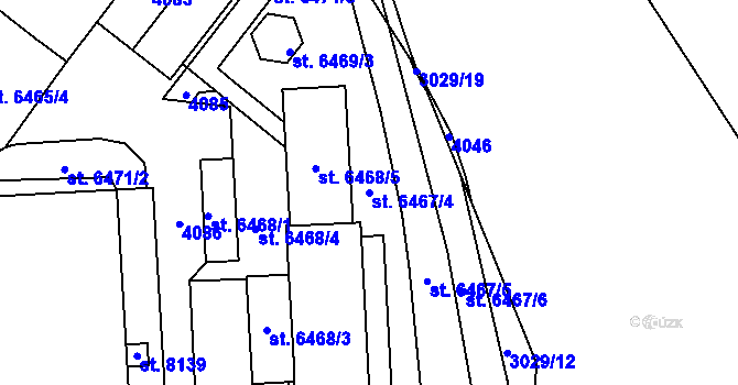 Parcela st. 6467/4 v KÚ Kolín, Katastrální mapa