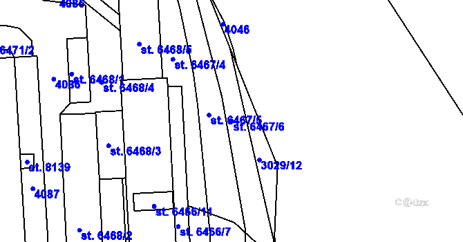 Parcela st. 6467/6 v KÚ Kolín, Katastrální mapa