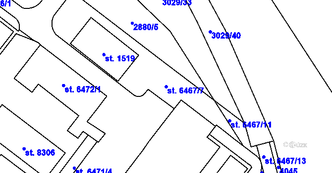 Parcela st. 6467/7 v KÚ Kolín, Katastrální mapa