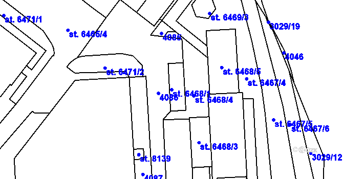 Parcela st. 6468/1 v KÚ Kolín, Katastrální mapa