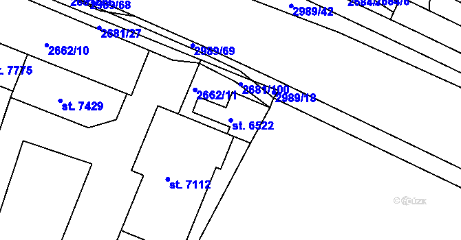 Parcela st. 6522 v KÚ Kolín, Katastrální mapa