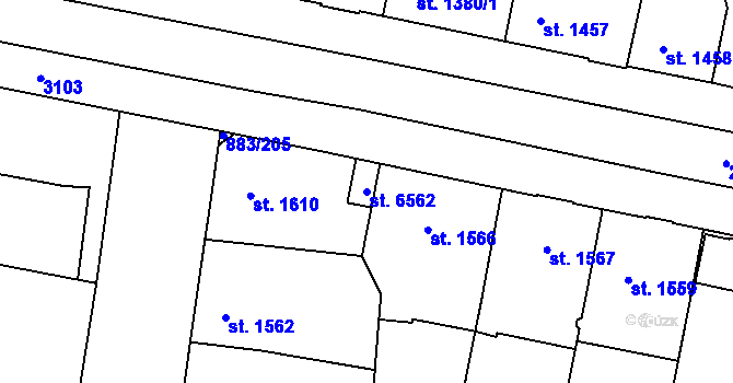 Parcela st. 6562 v KÚ Kolín, Katastrální mapa