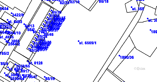 Parcela st. 6569/1 v KÚ Kolín, Katastrální mapa