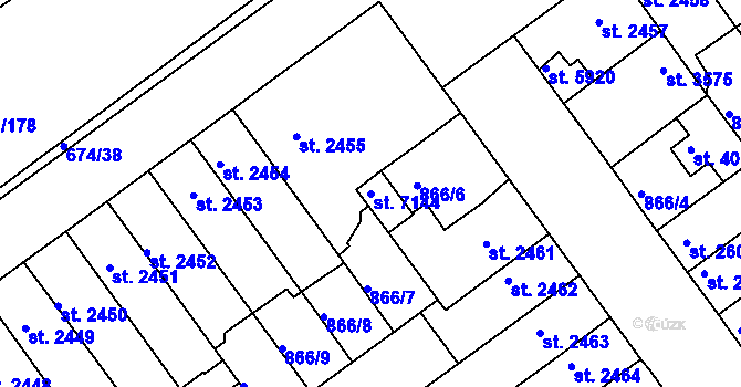 Parcela st. 7144 v KÚ Kolín, Katastrální mapa
