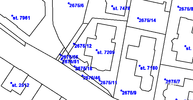 Parcela st. 7209 v KÚ Kolín, Katastrální mapa