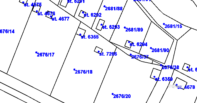 Parcela st. 7266 v KÚ Kolín, Katastrální mapa