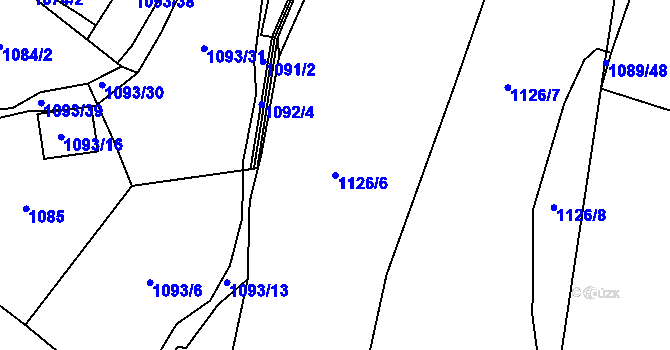 Parcela st. 1126/6 v KÚ Kolín, Katastrální mapa