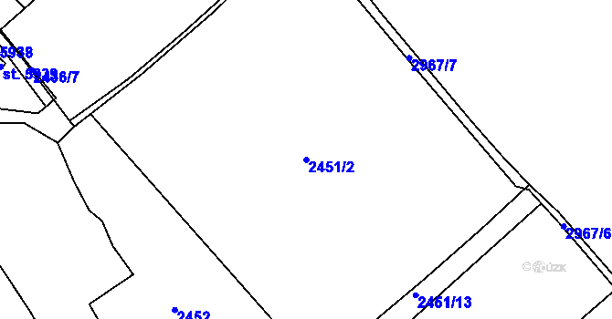 Parcela st. 2451/2 v KÚ Kolín, Katastrální mapa