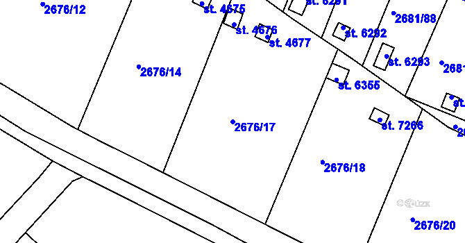 Parcela st. 2676/17 v KÚ Kolín, Katastrální mapa