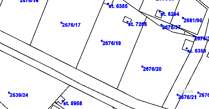Parcela st. 2676/19 v KÚ Kolín, Katastrální mapa