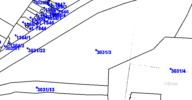 Parcela st. 3031/3 v KÚ Kolín, Katastrální mapa
