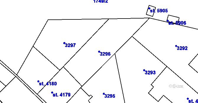 Parcela st. 3296 v KÚ Kolín, Katastrální mapa
