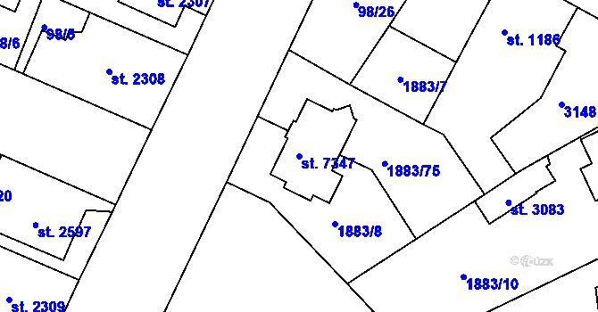 Parcela st. 7347 v KÚ Kolín, Katastrální mapa