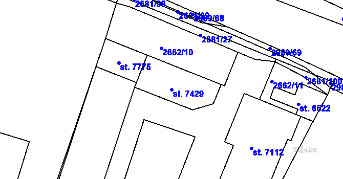 Parcela st. 7429 v KÚ Kolín, Katastrální mapa